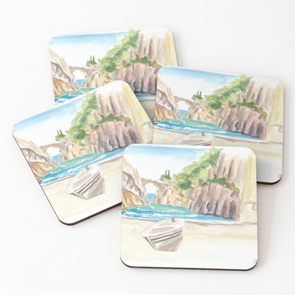 Item preview, Fiordo Furore Serene Bay at Amalfi Coast with Boat and Swell designed and sold by artshop77.