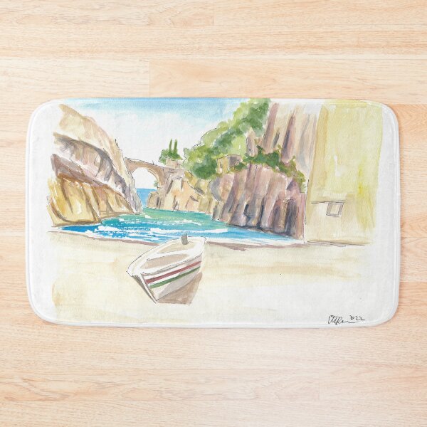 Item preview, Fiordo Furore Serene Bay at Amalfi Coast with Boat and Swell designed and sold by artshop77.
