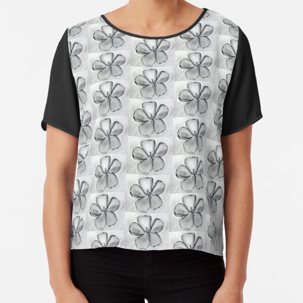 Artisan Flower Sketch Print 2 Chiffon Top