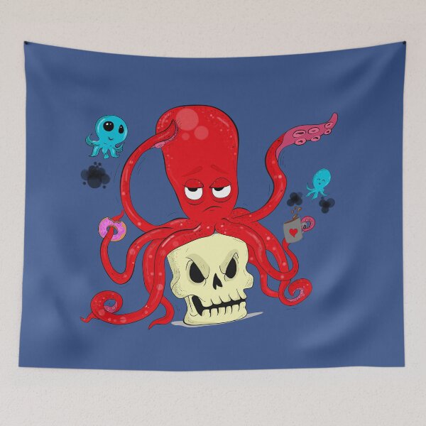 Item preview, Cute giant octopus with skull designed and sold by Mariia Berezhna.