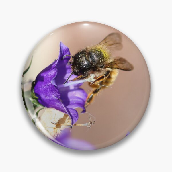 Item preview, Mason bee on campanula flowers designed and sold by GreyFeatherPhot.