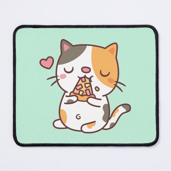 Aperçu de l'œuvre Chat Calico mignon mangeant de la pizza créée et vendue par rustydoodle.