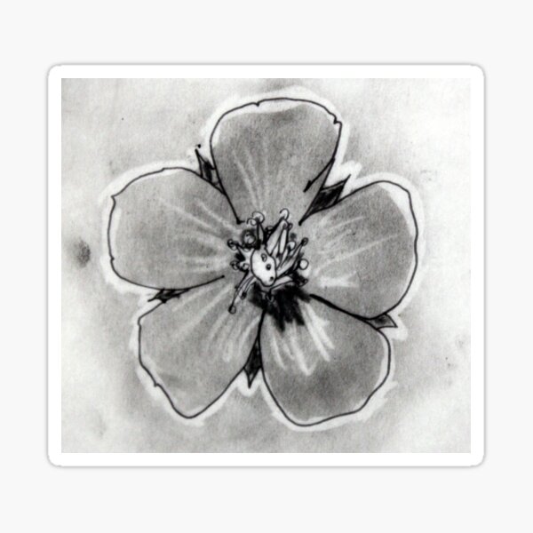 Artisan Flower Sketch Print 4 Sticker