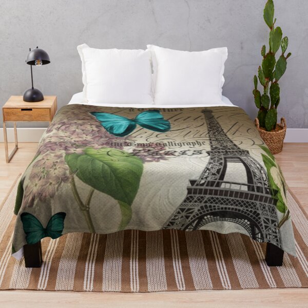 Item preview, cottagecore vintage paris eiffel tower butterfly lilac floral art designed and sold by LEILA ART SPACE.