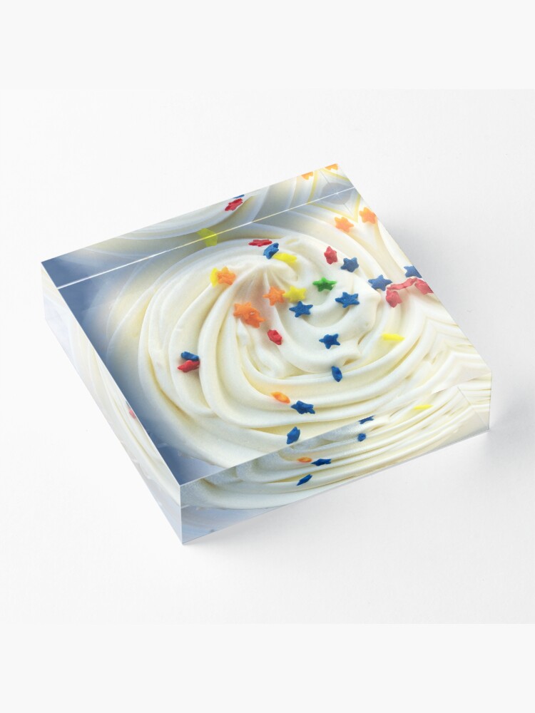 Alternate view of Vanilla Stars and Swirls - Cupcake Lovers - Gift for Baker - Food Blogger Present Acrylic Block
