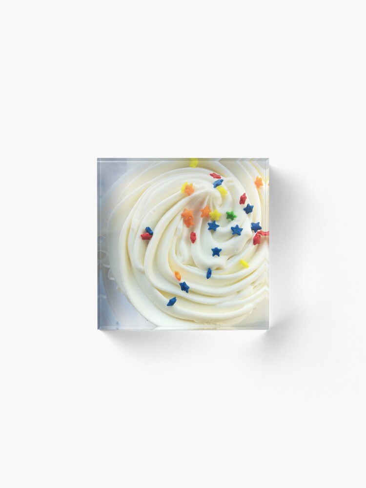 Alternate view of Vanilla Stars and Swirls - Cupcake Lovers - Gift for Baker - Food Blogger Present Acrylic Block