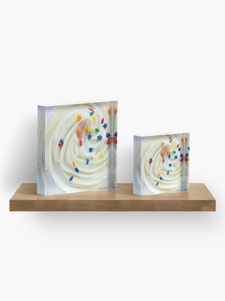 Alternate view of Vanilla Stars and Swirls - Cupcake Lovers - Gift for Baker - Food Blogger Present Acrylic Block
