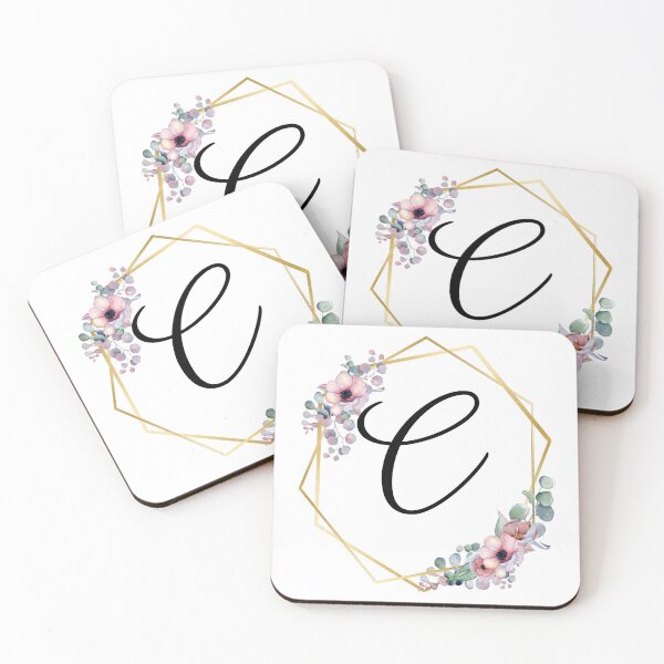 Artikelvorschau, Monogrammbuchstabe C | Lila Blüten mit goldenen Rändern entworfen und verkauft von JustSeasons.