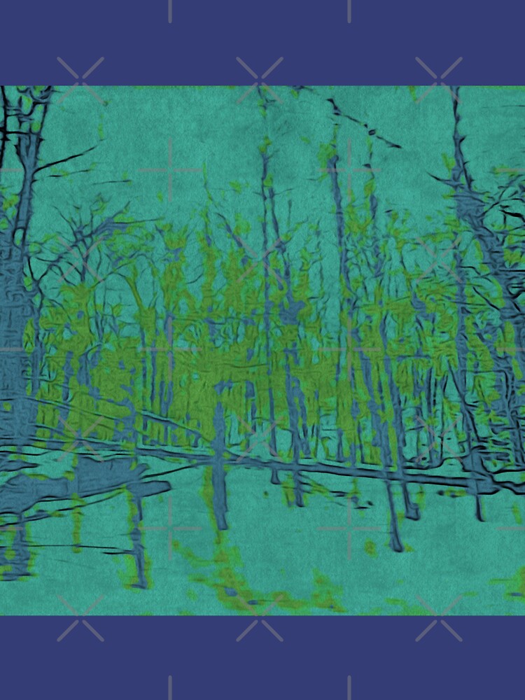 Nature Lovers Gift - Into the Woods - Teal Blue Green Abstract Nature Art by OneDayArt