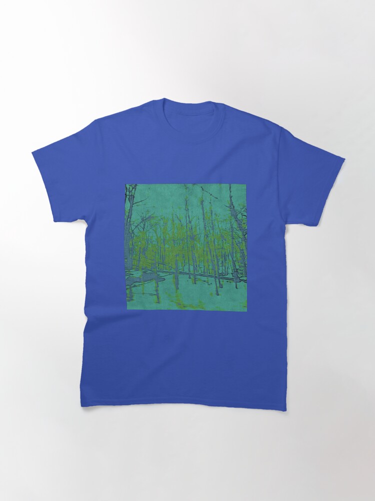 Thumbnail 3 of 7, Classic T-Shirt, Nature Lovers Gift - Into the Woods - Teal Blue Green Abstract Nature Art designed and sold by OneDayArt.