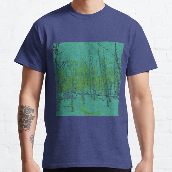 Nature Lovers Gift - Into the Woods - Teal Blue Green Abstract Nature Art Classic T-Shirt
