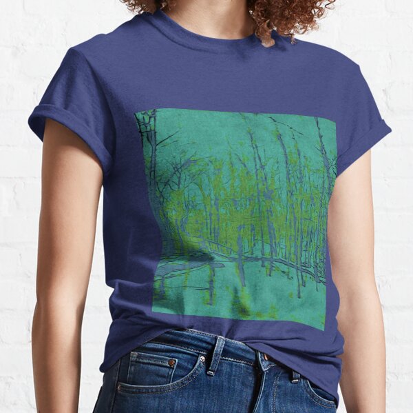 Nature Lovers Gift - Into the Woods - Teal Blue Green Abstract Nature Art Classic T-Shirt