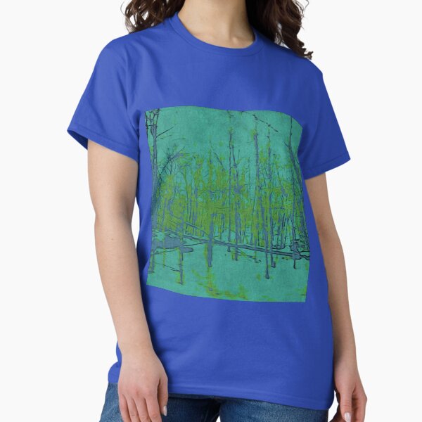 Nature Lovers Gift - Into the Woods - Teal Blue Green Abstract Nature Art Classic T-Shirt