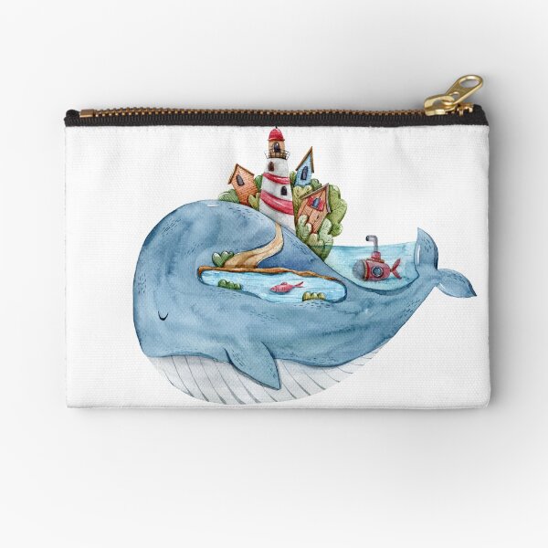 Cute watercolor whale illustration Zipper Pouch