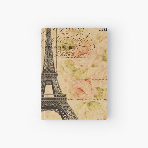 spring garden vintage floral paris eiffel tower Hardcover Journal