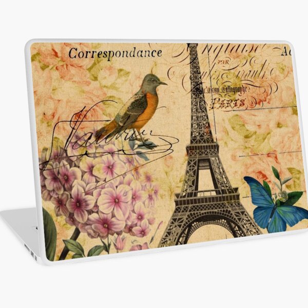 Aperçu de l'œuvre cottagecore vintage tour eiffel floral oiseau papillon créée et vendue par LEILA ART SPACE.