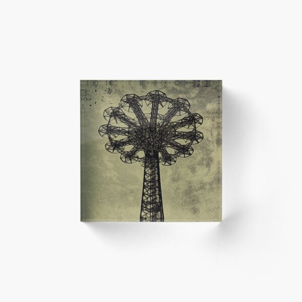 Coney Island Lovers - Bare Bones Parachute Art Photo - Brooklyn Gift Acrylic Block