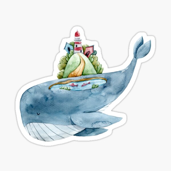 Cute watercolor whale illustration Sticker