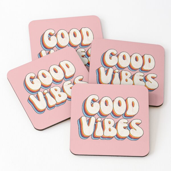 Item preview, Good Vibes 3D Extruded Bold Text Distressed Colorful Retro Script Typography designed and sold by Cawaiico.
