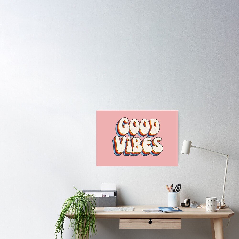Good Vibes 3D Extruded Bold Text Distressed Colorful Retro Script  Typography Sticker for Sale by Cawaiico