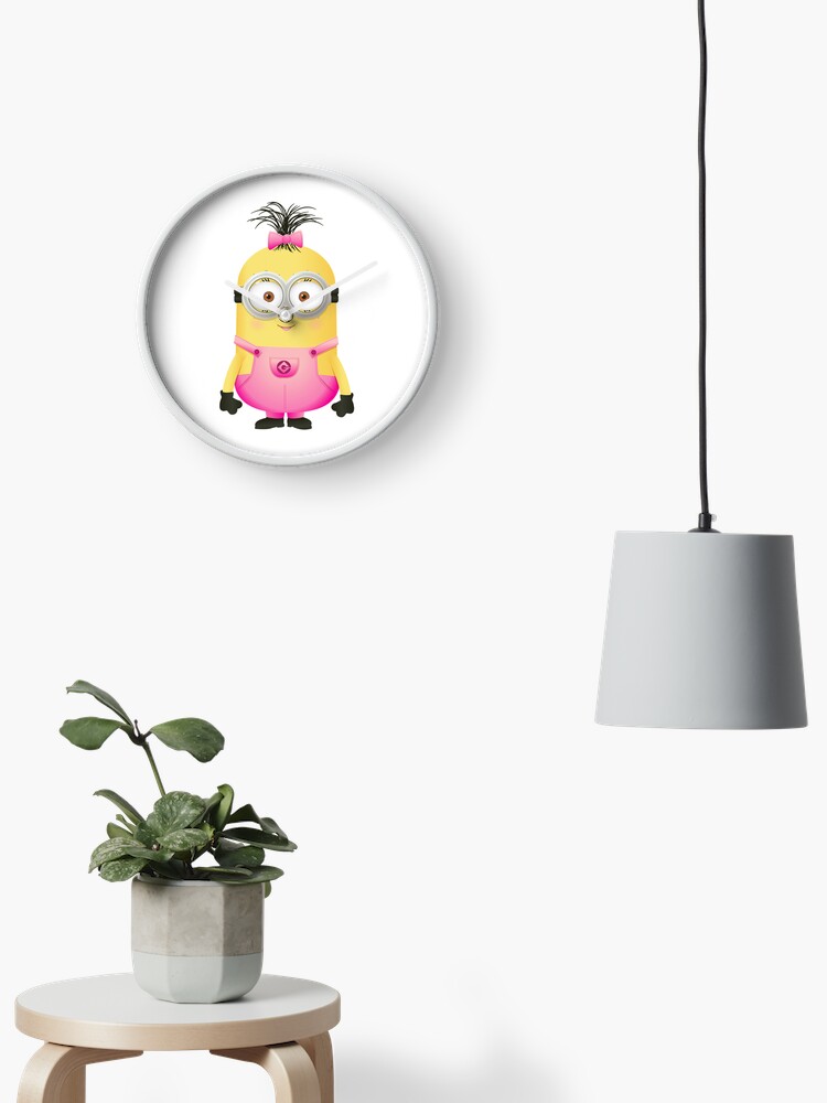 Minions Pink Girl Clock for Sale by Byrd-Maureen