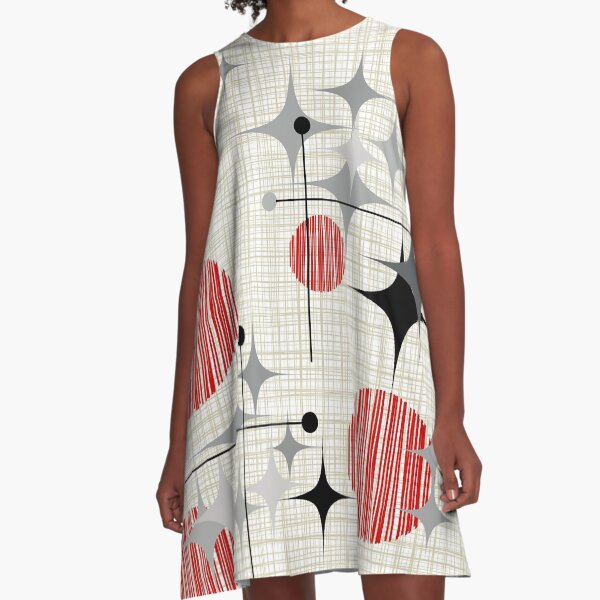 Eames Era Starbursts and Globes 2 (Bkgrnd) A-Line Dress