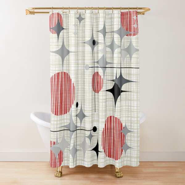 Eames Era Starbursts and Globes 2 (Bkgrnd) Shower Curtain