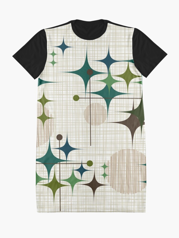 Alternate view of Eames Era Starbursts and Globes 1 (bkgrnd) Graphic T-Shirt Dress