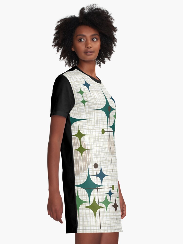 Alternate view of Eames Era Starbursts and Globes 1 (bkgrnd) Graphic T-Shirt Dress