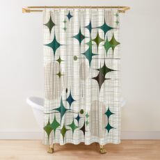 Eames Era Starbursts and Globes 1 (bkgrnd) Shower Curtain