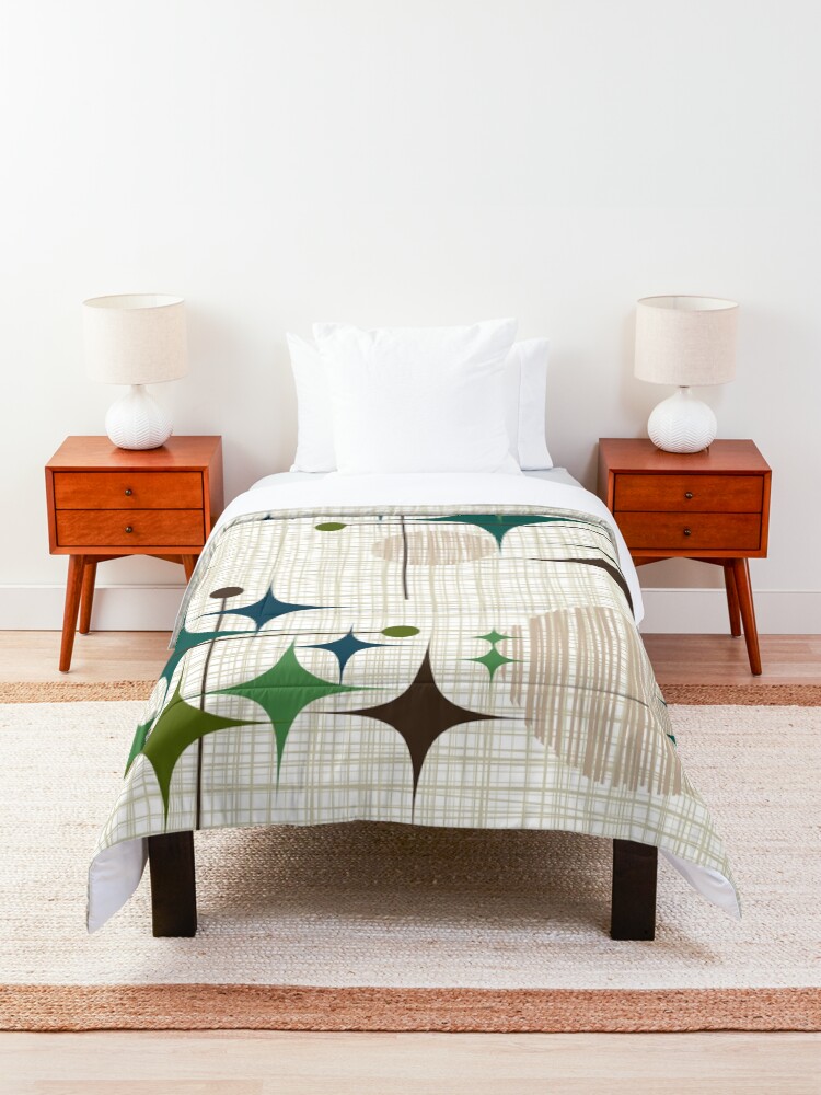 Alternate view of Eames Era Starbursts and Globes 1 (bkgrnd) Comforter