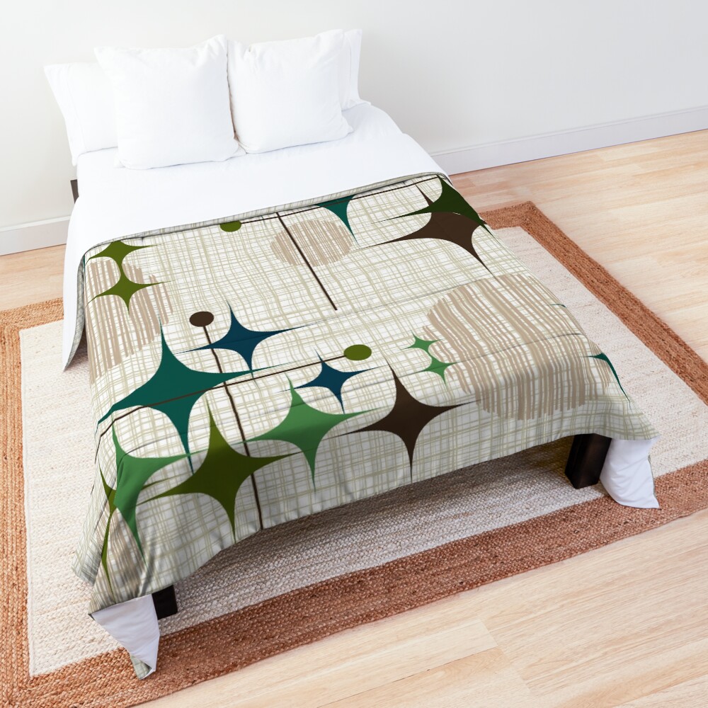 Eames Era Starbursts and Globes 1 (bkgrnd) Comforter