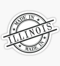 Pegatina Hecho en Illinois Stamp Style Logo Symbol Black