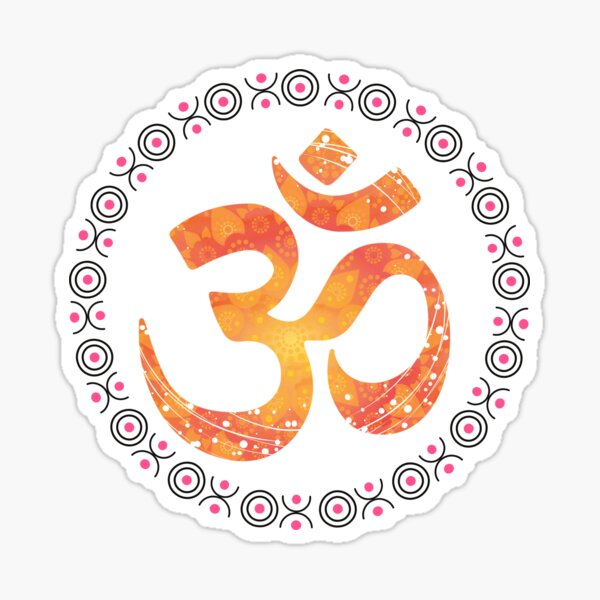 OM Symbol In Tamil Script Circle Decal Sticker | 5.5-Inches By 5.5-Inches |  Meditation Conciousness Religious Motivational Inspirational | White Vinyl