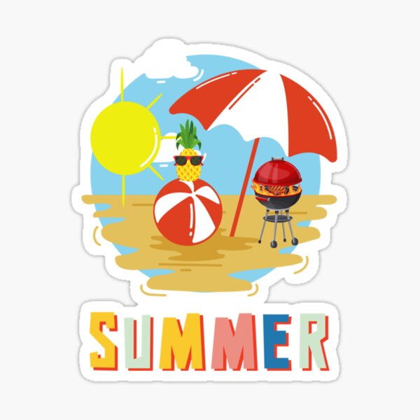 Summer Pool Party Bbq Time Sticker For Sale By Bonpatterns Redbubble