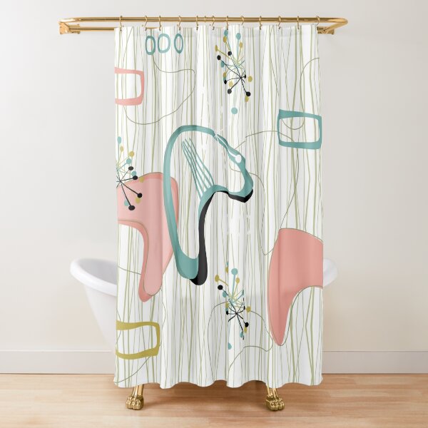 Retro Eames-Era Atomic Inspired 3 Shower Curtain