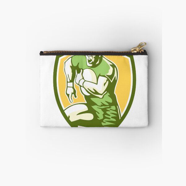 Item preview, Rugby Player Running Goose Steps Shield Retro designed and sold by patrimonio.
