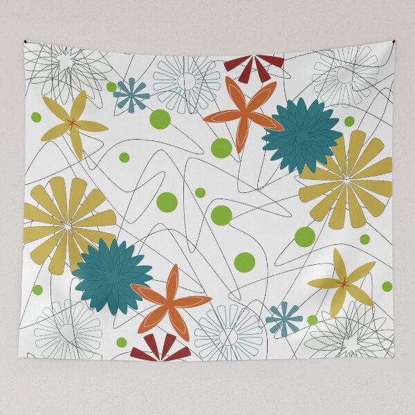 Item preview, Retro 60s Floral and Boomerang designed and sold by Makanahele.