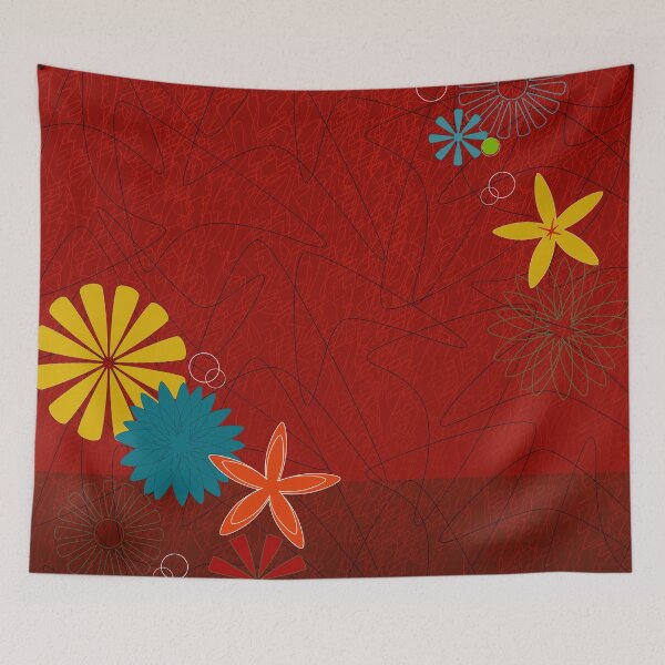 Item preview, Retro 60s Brick Red Floral  designed and sold by Makanahele.