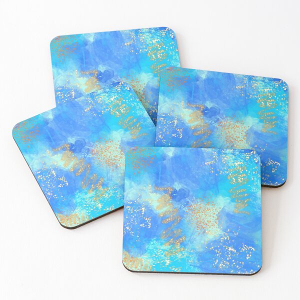 Artikelvorschau, Aquamarines blaues Aqua-Muster mit Gold entworfen und verkauft von SixelaDesign.