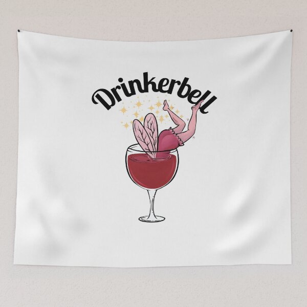 Item preview, Drinkerbell Fairy Diving Into A Mega Pint Of Wine Funny Graphic For Wine Lovers designed and sold by wrinkledhippie.