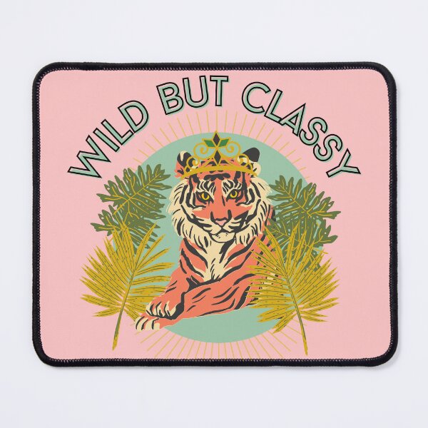 Item preview, Wild but classy Tiger with crown and tropical leaves designed and sold by DemonicGloom.