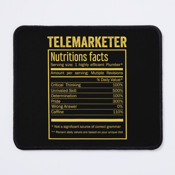 Item preview, Telemarketer birthday Gifts Shirt,Cool Telemarketer Funny Nutrition Facts Mens Womens Christmas Fathers Days Gift, Telemarketer Nutrition Facts designed and sold by xlnv.