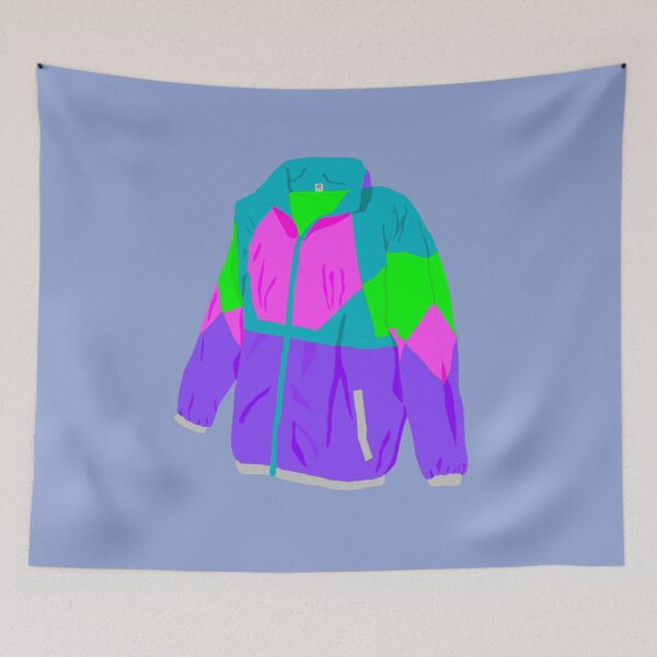 Item preview, Green and purple Colorful neon retro windbreaker designed and sold by EvanWalsh2.
