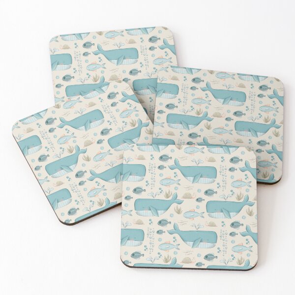 Item preview, Whale Pattern with Little Fishes and Bubbles designed and sold by SixelaDesign.