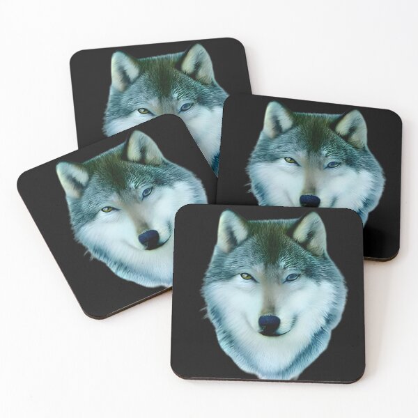 Item preview, Gray Wolf with Heterochromia Portrait- Original Photograph designed and sold by TheMashupArtist.