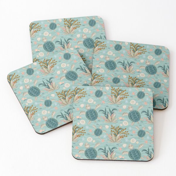 Artikelvorschau, Turtle Art Pattern mit Algen und Sternen entworfen und verkauft von SixelaDesign.