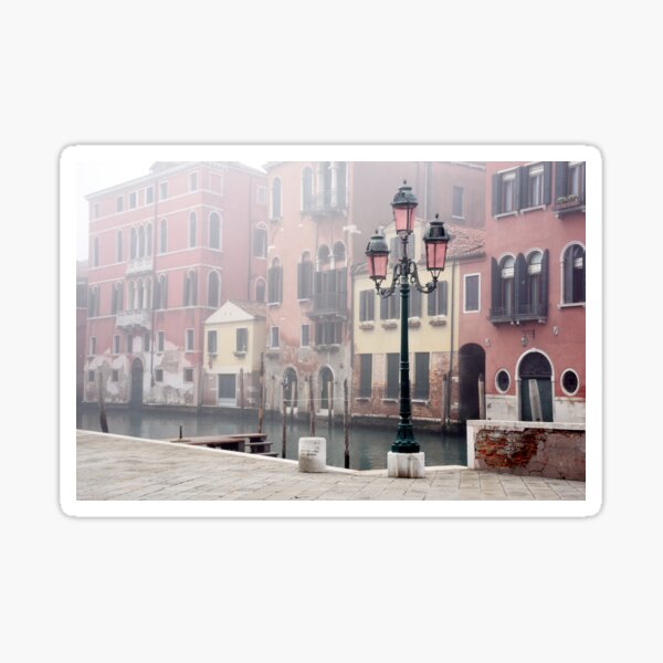 Romantic Venice Italy Street Lamp Fog photo Sticker