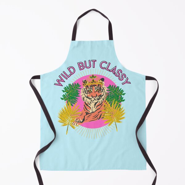 Item preview, Wild but classy Tiger with crown and tropical leaves hot pink and light blue designed and sold by DemonicGloom.