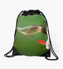 Male Hummingbird in Backyard Today Drawstring Bag